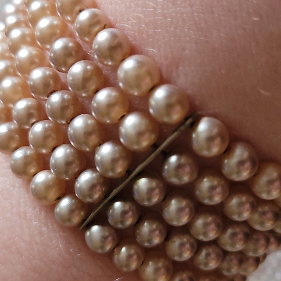 1950's Faux Pearl Glass Bead Bracelet - Picture 3 of 3